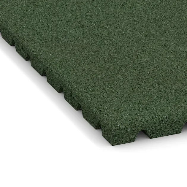 Detailaufnahme der Randausprägung von WARCO-Produkt 0752, Kick protection wall mat – impact protection mat, Format 1000 x 1000 x 30 mm, Farbe Grass Green.