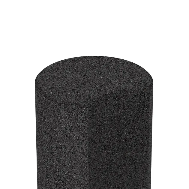 Detailaufnahme der Randausprägung von WARCO-Produkt 2560, Rubber granulate palisade, Format ø 250 x 600 mm, Farbe Anthracite.