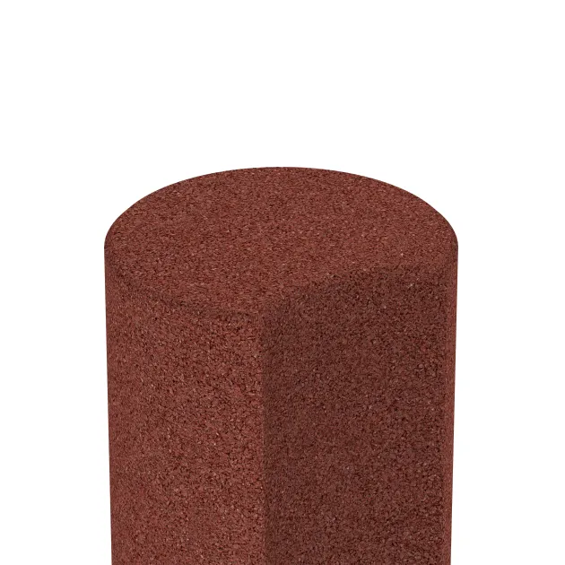 Detailaufnahme der Randausprägung von WARCO-Produkt 2561, Rubber granulate palisade, Format ø 250 x 800 mm, Farbe Brick red.