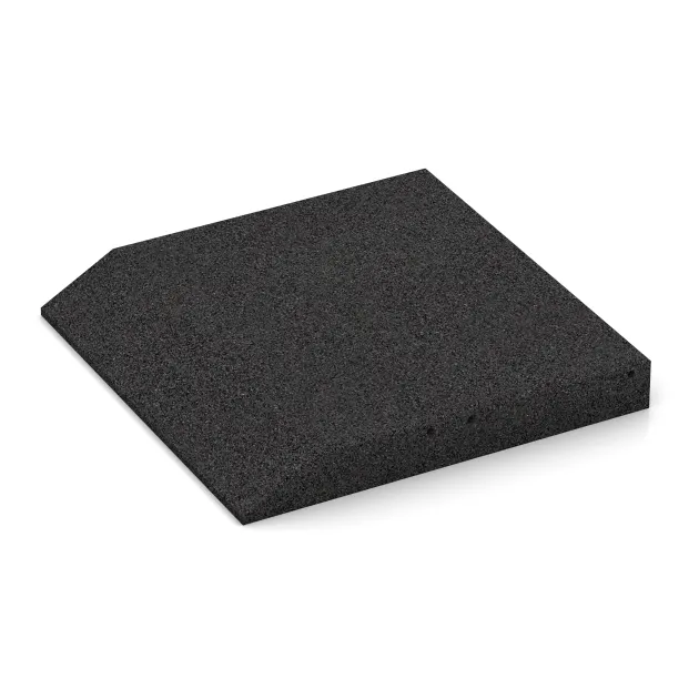 Detailaufnahme der Randausprägung von WARCO-Produkt 0449, Edge tile (one chamfered side), Format 500 x 500 x 65 mm, Farbe Anthracite.