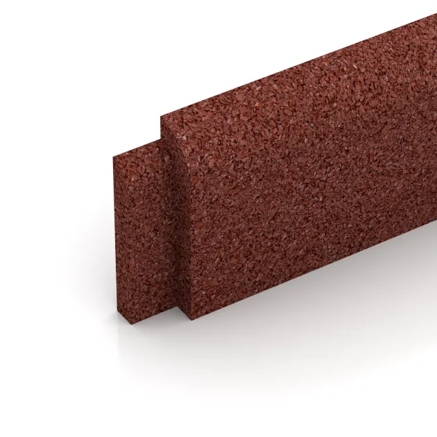 Detailaufnahme der Randausprägung von WARCO-Produkt 2264, Skirting Board, Format 750 x 80 x 20 mm, Farbe Brick red.