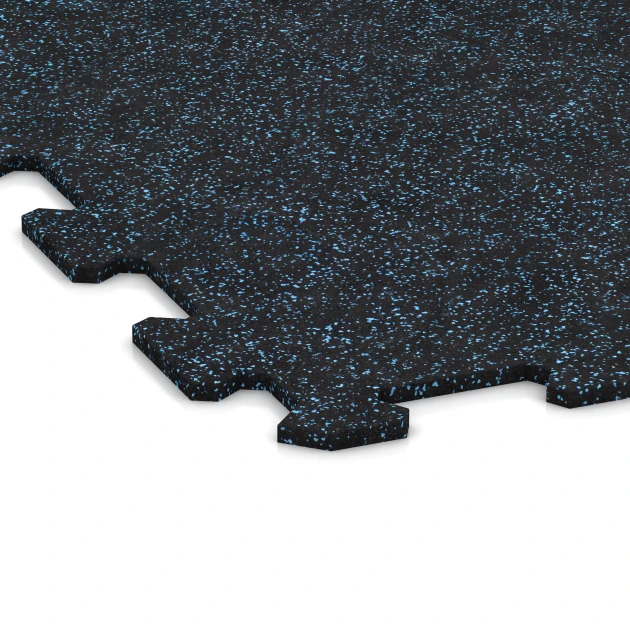 Detailaufnahme der Randausprägung von WARCO-Produkt 1054, Fitness Floor Compact, Format 970 x 970 x 8 mm | 0,94 m, Farbe Light Blue Speckled.