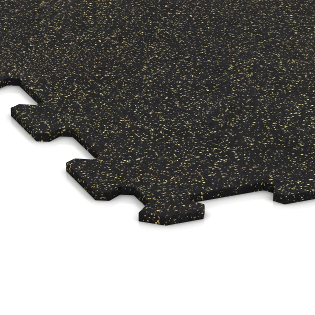 Detailaufnahme der Randausprägung von WARCO-Produkt 1063, Fitness Floor Compact, Format 970 x 970 x 8 mm | 0,94 m, Farbe Light Yellow Speckled.