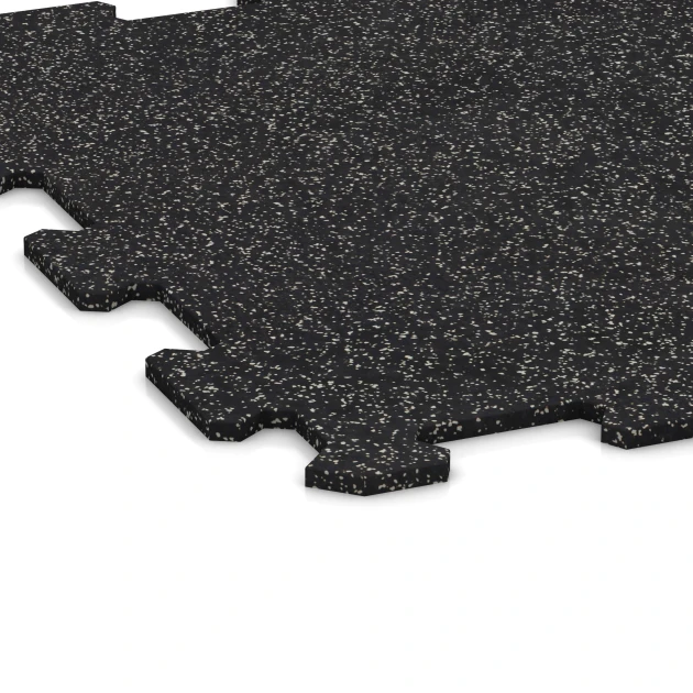 Detailaufnahme der Randausprägung von WARCO-Produkt 0921, Fitness Floor Compact, Format 485 x 485 x 8 mm | 0,235 m², Farbe Light Green Speckled.