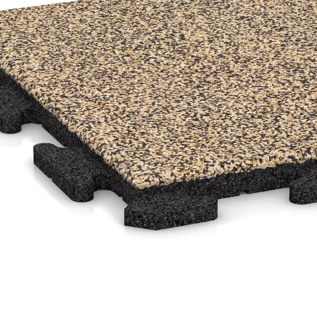 Detailaufnahme der Randausprägung von WARCO-Produkt 1186, Dog kennel floor tile, Format 500 x 500 x 30 mm, Farbe Travertine.