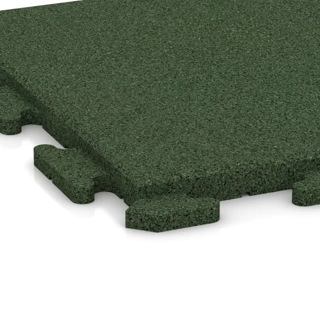 Detailaufnahme der Randausprägung von WARCO-Produkt 1261, Dog kennel floor tile, Format 500 x 500 x 30 mm, Farbe Grass Green.