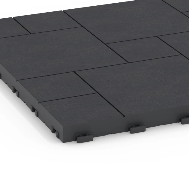 Detailaufnahme der Randausprägung von WARCO-Produkt 6329, Block Pattern – Deck Tile, Format 38,5 x 38,5 x 2 cm, Farbe Slate.