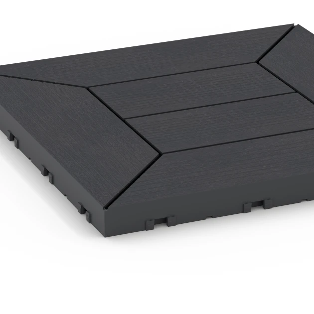 Detailaufnahme der Randausprägung von WARCO-Produkt 6346, Cassette Pattern – Deck Tile, Format 30 x 30 x 2 cm, Farbe Slate.