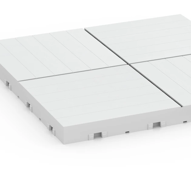 Detailaufnahme der Randausprägung von WARCO-Produkt 6353, Mosaic – Deck Tile, Format 30 x 30 x 2 cm, Farbe Chalk.