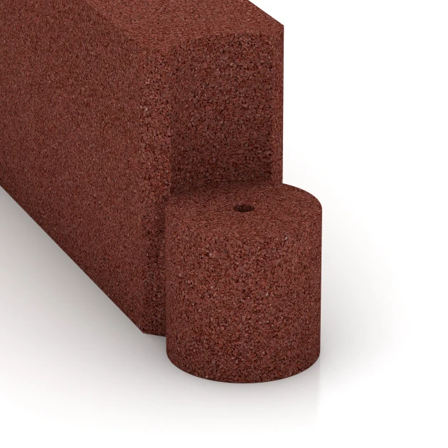 Detailaufnahme der Randausprägung von WARCO-Produkt 2573, Rubber Border Block, Format 1000 x 300 x 154 mm, Farbe Brick red.
