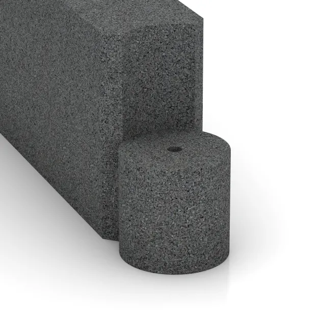 Detailaufnahme der Randausprägung von WARCO-Produkt 2577, Border stone chain element, Format 1000 x 300 x 154 mm, Farbe Slate grey.