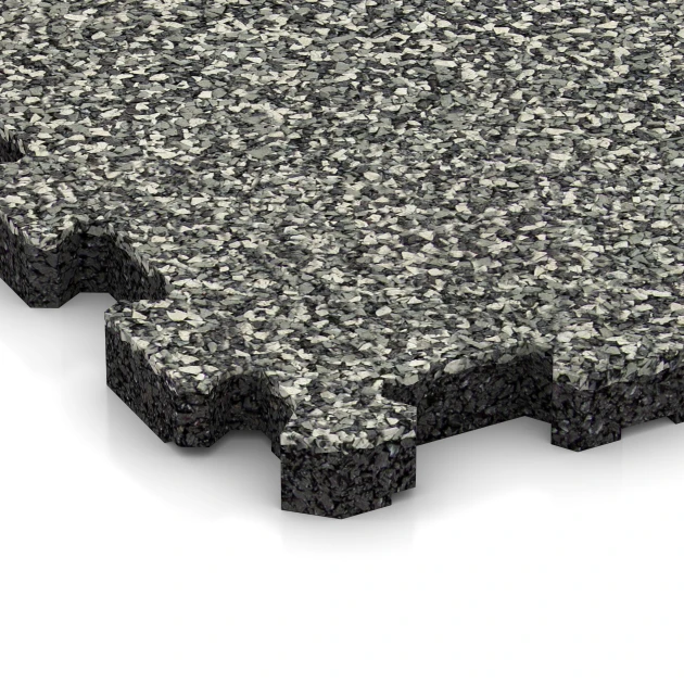 Detailaufnahme der Randausprägung von WARCO-Produkt 3721, Fitness Mat Premium 2 cm, Format 30,6 x 30,6 x 2 cm | 0,094 m², Farbe Grey Granite.