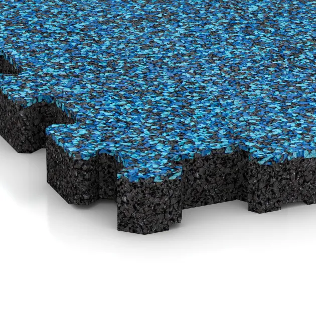 Detailaufnahme der Randausprägung von WARCO-Produkt 5420, Rubber click tile, Format 306 x 306 x 30 mm, Farbe Atlantic.