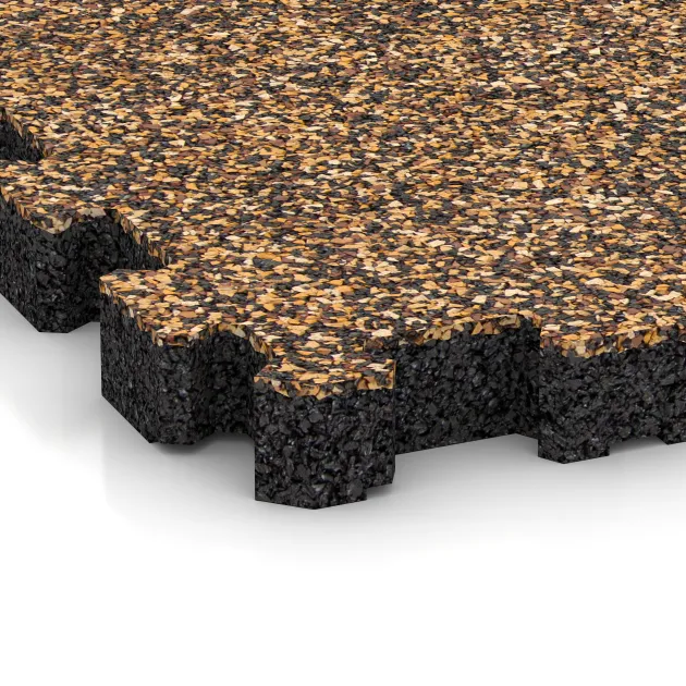Detailaufnahme der Randausprägung von WARCO-Produkt 4281, Rubber click tile, Format 306 x 306 x 30 mm, Farbe Rattan Lounge.
