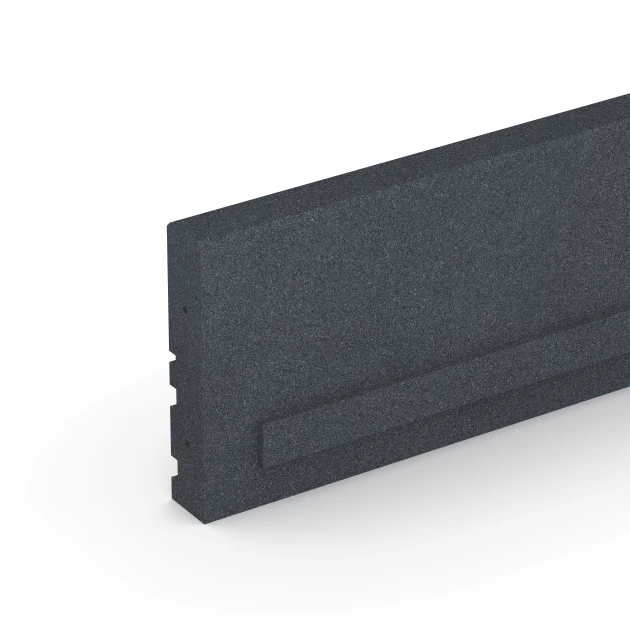 Detailaufnahme der Randausprägung von WARCO-Produkt 6213, Rubber Kerb, Format 100 × 5 × 25 cm, Farbe Slate grey.