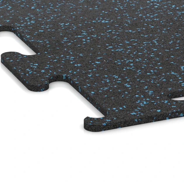 Detailaufnahme der Randausprägung von WARCO-Produkt 3754, Fitness Performance Elite Training Floor, Format 100 x 100 x 1 cm | 1,00 m², Farbe Light Blue Speckled.