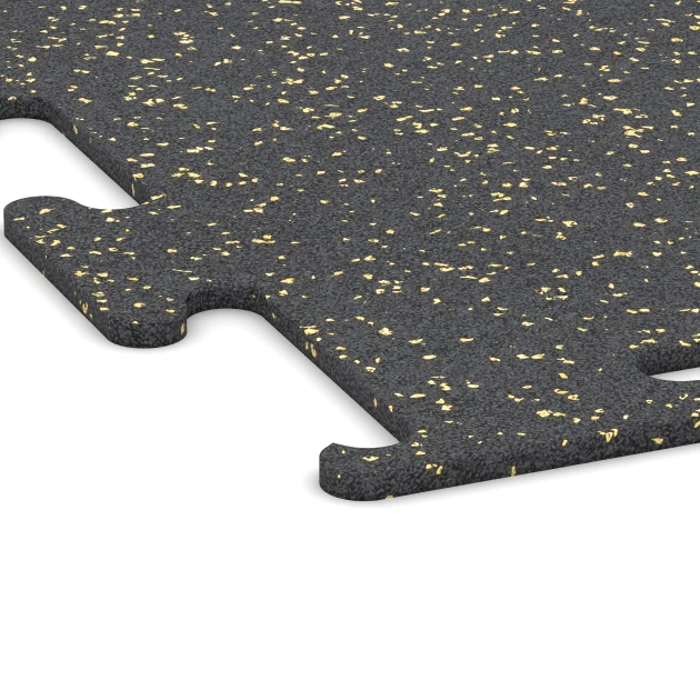 Detailaufnahme der Randausprägung von WARCO-Produkt 3752, Fitness Performance Elite Training Floor, Format 100 x 100 x 1 cm | 1,00 m², Farbe Light Yellow Speckled.