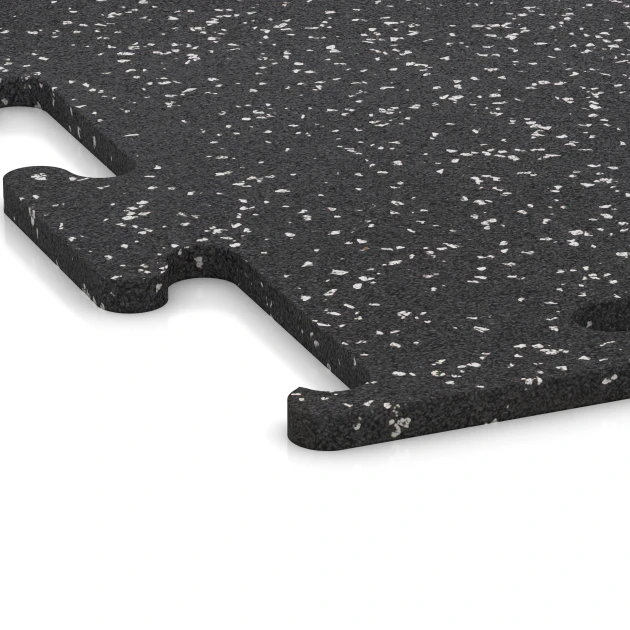Detailaufnahme der Randausprägung von WARCO-Produkt 3777, Fitness Performance Elite Training Floor, Format 100 x 100 x 1,5 cm | 1,00 m², Farbe Light Grey Speckled.
