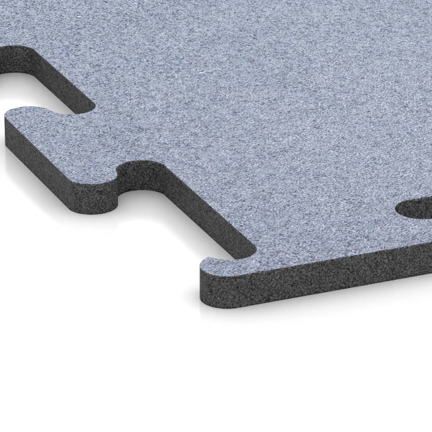 Detailaufnahme der Randausprägung von WARCO-Produkt 6150, Fitness Performance Elite Training Floor, Format 100 x 100 x 2 cm | 1,00 m², Farbe Mist Grey.