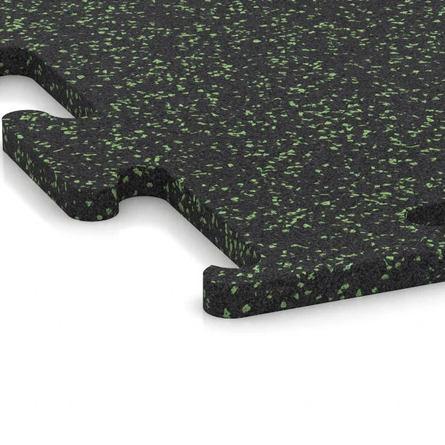 Detailaufnahme der Randausprägung von WARCO-Produkt 6979, Fitness Performance Elite Training Floor, Format 100 x 100 x 2 cm | 1,00 m², Farbe Light Green Speckled.