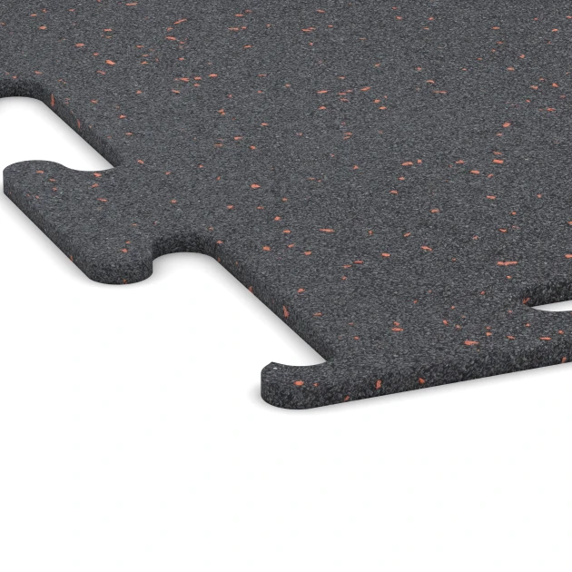 Detailaufnahme der Randausprägung von WARCO-Produkt 3765, Fitness Performance Elite Training Floor, Format 50 x 50 x 1 cm | 0,25 m², Farbe Light Red Speckled.
