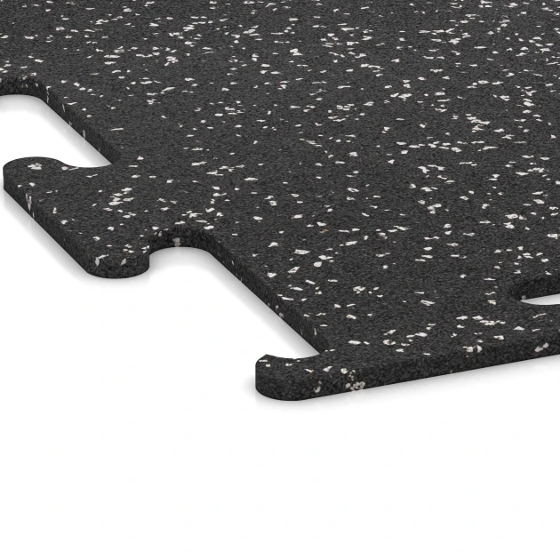 Detailaufnahme der Randausprägung von WARCO-Produkt 3779, Fitness Performance Elite Training Floor, Format 50 x 50 x 1 cm | 0,25 m², Farbe Light Grey Speckled.