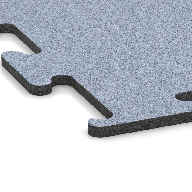 Detailaufnahme der Randausprägung von WARCO-Produkt 6154, Fitness Performance Elite Training Floor, Format 50 x 50 x 1,5 cm | 0,25 m², Farbe Mist Grey.