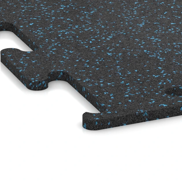 Detailaufnahme der Randausprägung von WARCO-Produkt 3770, Fitness Performance Elite Training Floor, Format 50 x 50 x 1,5 cm | 0,25 m², Farbe Light Blue Speckled.