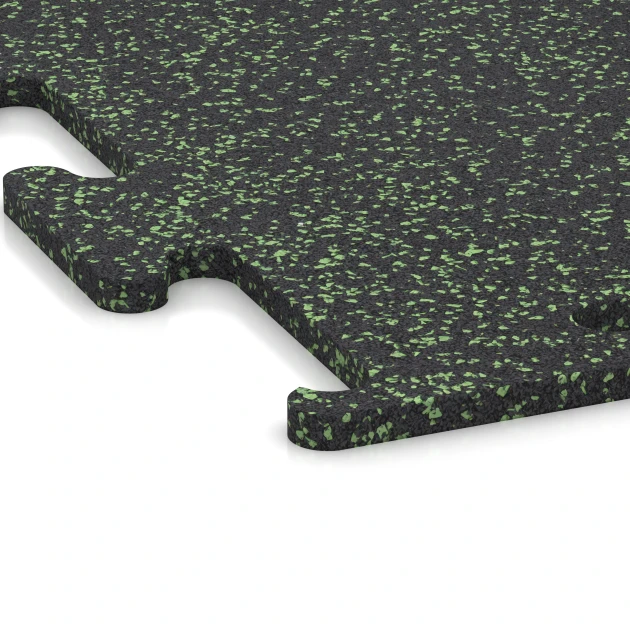 Detailaufnahme der Randausprägung von WARCO-Produkt 3771, Fitness Performance Elite Training Floor, Format 50 x 50 x 1,5 cm | 0,25 m², Farbe Light Green Speckled.