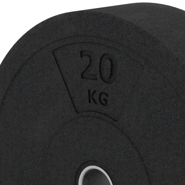 Detailaufnahme der Randausprägung von WARCO-Produkt 6087, Bumper Plate – Solid Rubber, Format 20 kg | ø 45,4 x 11,38 cm, Farbe Anthracite.