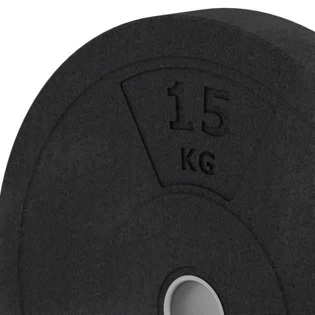 Detailaufnahme der Randausprägung von WARCO-Produkt 6088, Bumper Plate Slim, Format 15 kg | ø 45,4 x 5,85 cm, Farbe Anthracite.