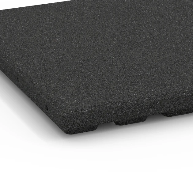 Detailaufnahme der Randausprägung von WARCO-Produkt 6283, Playground Safety Tiles, Format 50 x 50 x 4 cm, Farbe Anthracite.