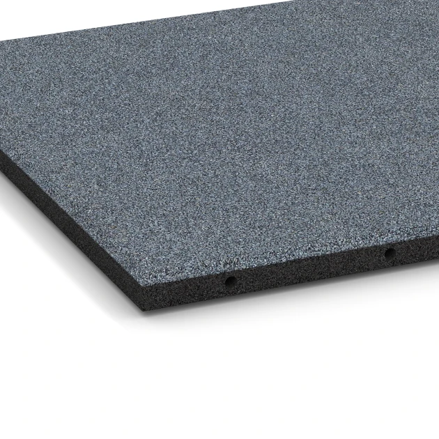 Detailaufnahme der Randausprägung von WARCO-Produkt 6130, Playground Safety Tile – 95 cm, Format 50 x 50 x 3 cm, Farbe Graphite grey.