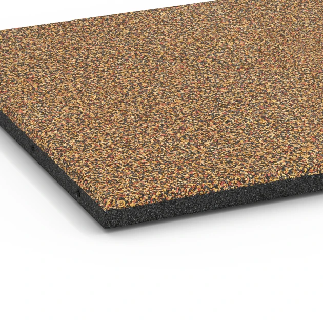 Detailaufnahme der Randausprägung von WARCO-Produkt 6416, Playground safety tile – CFH 90 cm, Format 50 x 50 x 3 cm | 0,25 m², Farbe Terracotta.