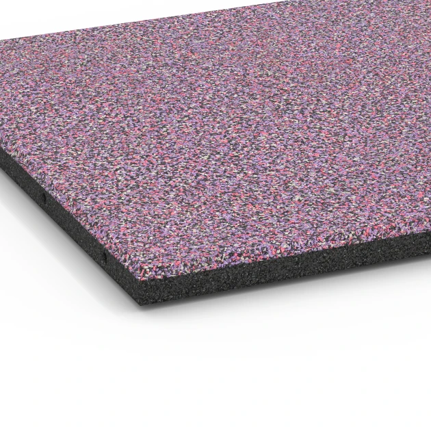Detailaufnahme der Randausprägung von WARCO-Produkt 6418, Playground safety tile – CFH 90 cm, Format 50 x 50 x 3 cm | 0,25 m², Farbe Lavender.