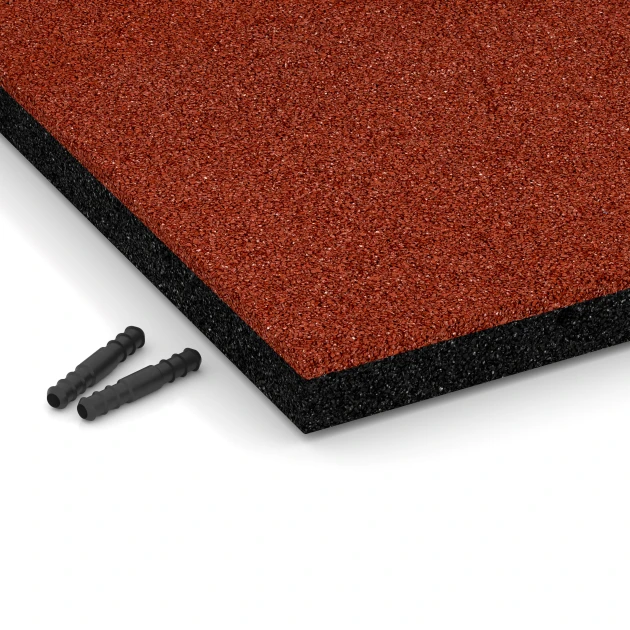 Detailaufnahme der Randausprägung von WARCO-Produkt 6194, Playground Safety Tiles, Format 50 x 50 x 4 cm, Farbe Brick red.