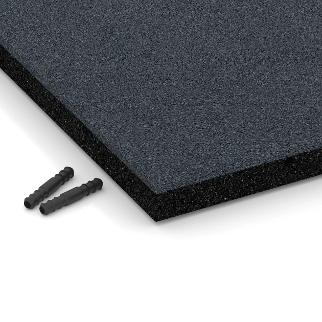 Detailaufnahme der Randausprägung von WARCO-Produkt 6221, Playground Safety Tiles, Format 50 x 50 x 4 cm, Farbe Slate grey.