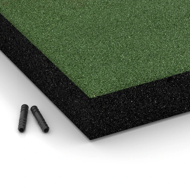 Detailaufnahme der Randausprägung von WARCO-Produkt 6207, Playground Safety Tiles, Format 50 x 50 x 8 cm, Farbe Grass green.