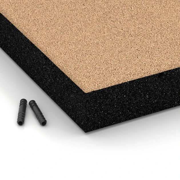 Detailaufnahme der Randausprägung von WARCO-Produkt 6234, Playground Safety Tiles, Format 50 x 50 x 8 cm, Farbe Sand beige.