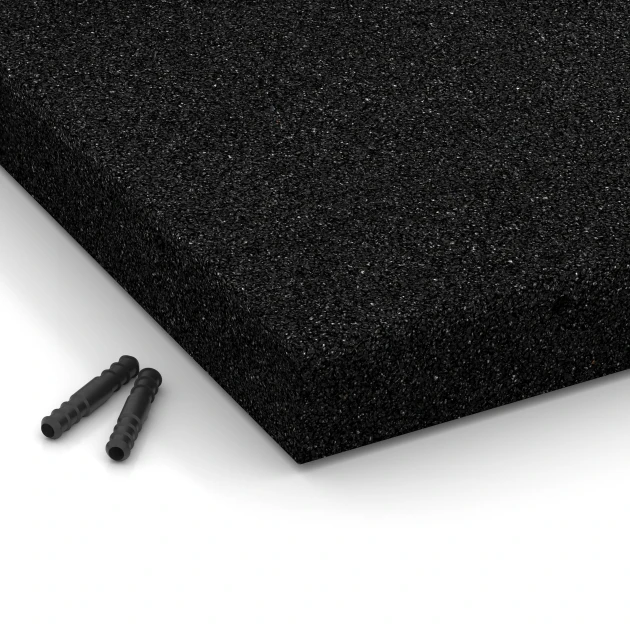 Detailaufnahme der Randausprägung von WARCO-Produkt 6265, Playground safety tile – 180 cm, Format 50 x 50 x 6 cm, Farbe Anthracite.
