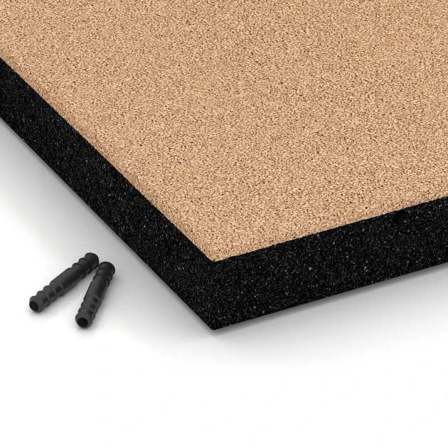 Detailaufnahme der Randausprägung von WARCO-Produkt 6270, Playground Safety Tile – 180 cm, Format 50 x 50 x 6 cm, Farbe Sand beige.