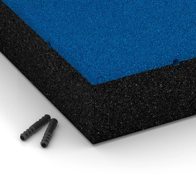 Detailaufnahme der Randausprägung von WARCO-Produkt 6280, Playground Safety Tile – 300 cm, Format 50 x 50 x 11 cm, Farbe Sky blue.