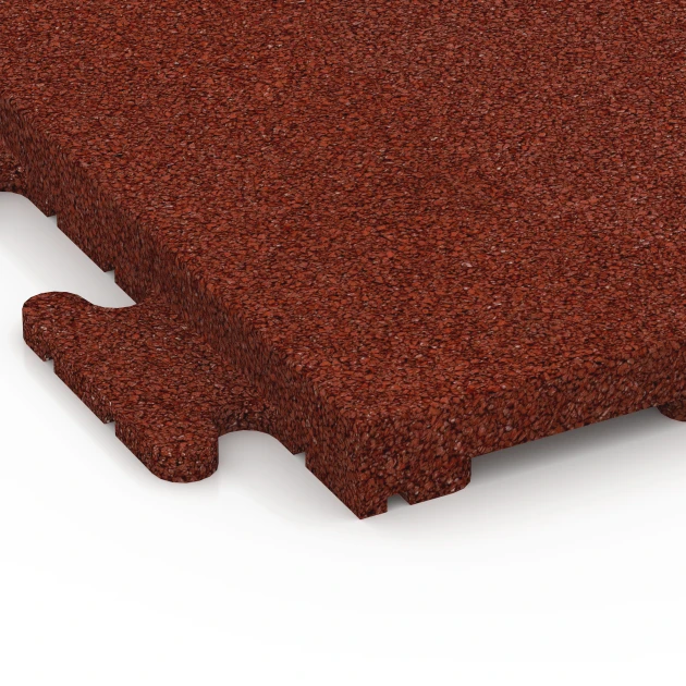 Detailaufnahme der Randausprägung von WARCO-Produkt 6976, Fitness Floor Tile Classic, Format 50 x 50 x 3 cm | 0,25 m², Farbe Brick red.