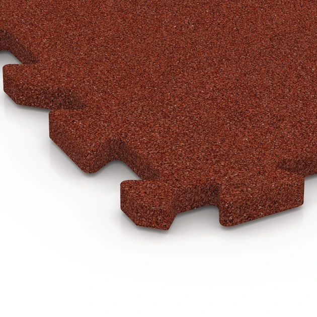 Detailaufnahme der Randausprägung von WARCO-Produkt 6394, Playground Safety Tile – 100 cm, Format 50 x 50 x 3 cm | 0,25 m², Farbe Brick red.