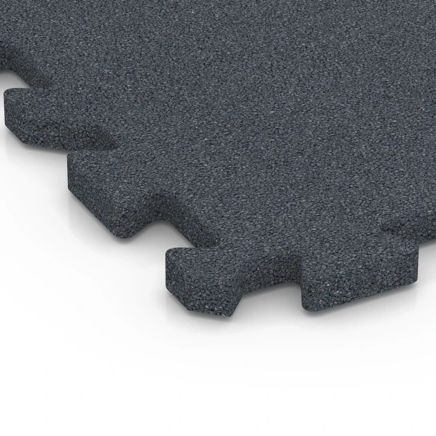Detailaufnahme der Randausprägung von WARCO-Produkt 6318, Interlocking playground safety tile, Format 50 x 50 x 3 cm | 0,25 m², Farbe Slate grey.