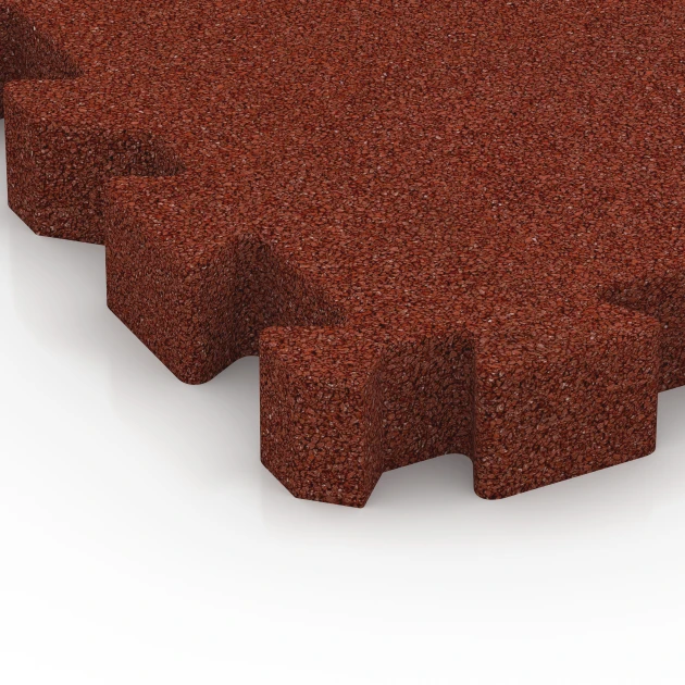 Detailaufnahme der Randausprägung von WARCO-Produkt 6406, Playground Safety Tile – 220 cm, Format 50 x 50 x 6 cm | 0,25 m², Farbe Brick red.