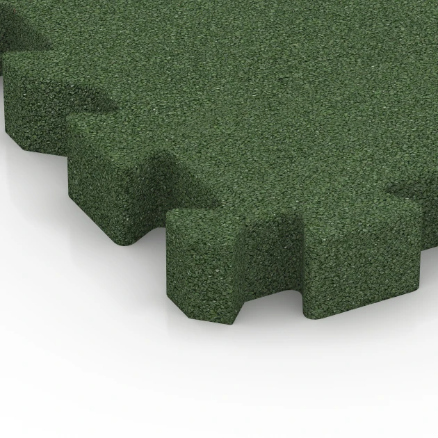 Detailaufnahme der Randausprägung von WARCO-Produkt 6407, Playground Safety Tile – 220 cm, Format 50 x 50 x 6 cm | 0,25 m², Farbe Grass green.