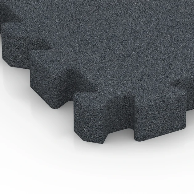 Detailaufnahme der Randausprägung von WARCO-Produkt 6319, Interlocking playground safety tile, Format 50 x 50 x 6 cm | 0,25 m², Farbe Slate grey.