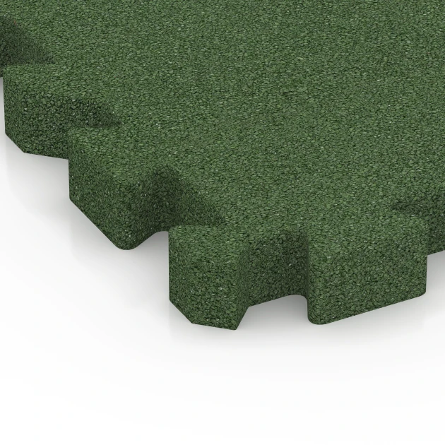 Detailaufnahme der Randausprägung von WARCO-Produkt 6307, Interlocking playground safety tile, Format 50 x 50 x 5 cm | 0,25 m², Farbe Grass green.