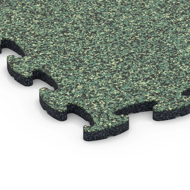 Detailaufnahme der Randausprägung von WARCO-Produkt 6780, Gym Floor Tiles, Format 44,6 x 44,6 x 1,8 cm, Farbe English Lawn.